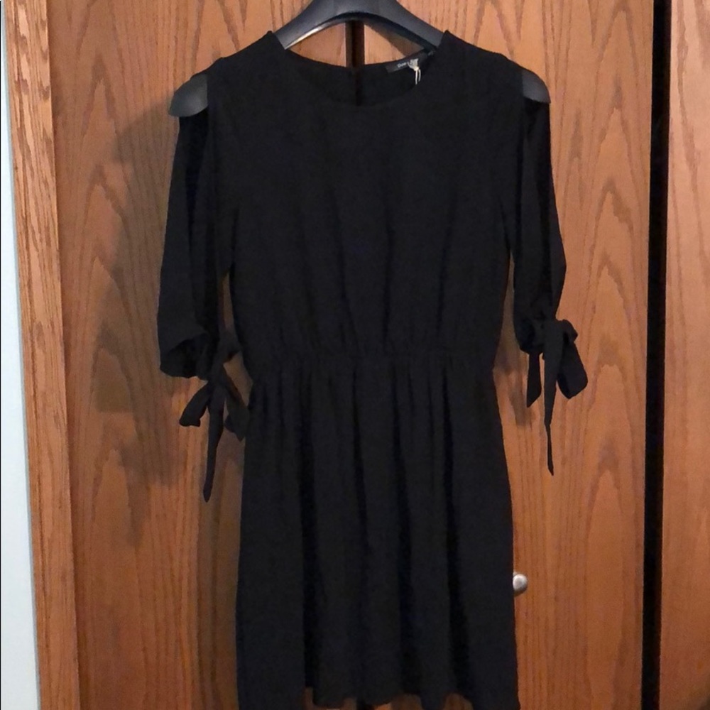 Black split sleeve dress